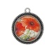 Pendentif Cabochon Argent - coquelicot