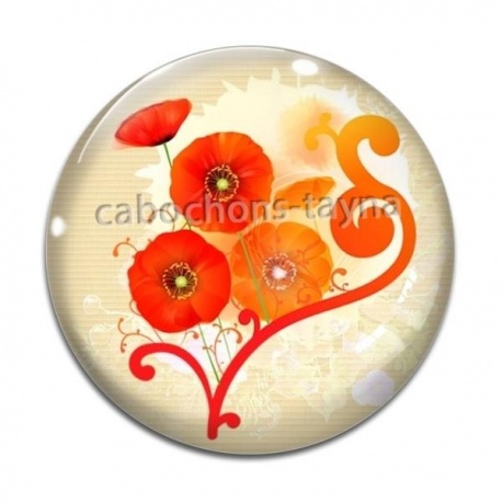 Cabochon Verre - coquelicot
