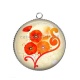 Pendentif Cabochon Argent - coquelicot
