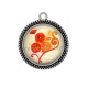 Pendentif Cabochon Argent - coquelicot