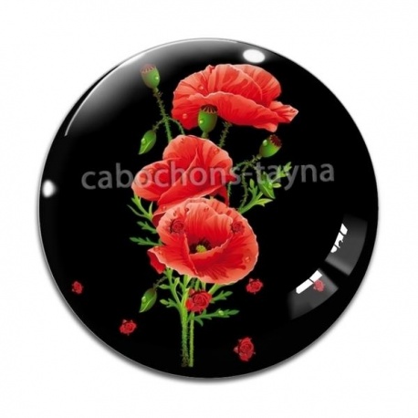 Cabochon Verre - coquelicot