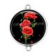 Connecteur Cabochon Argent - coquelicot
