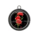Pendentif Cabochon Argent - coquelicot