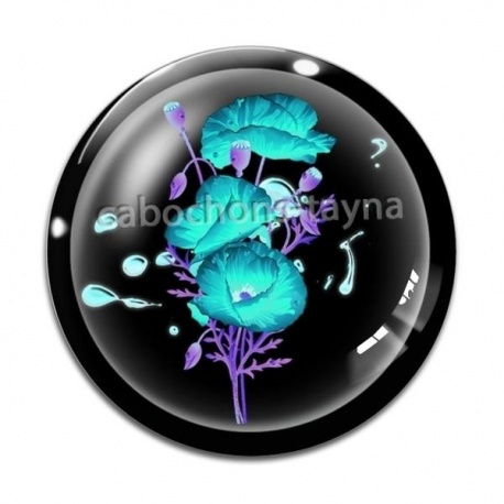 Cabochon Verre - coquelicot