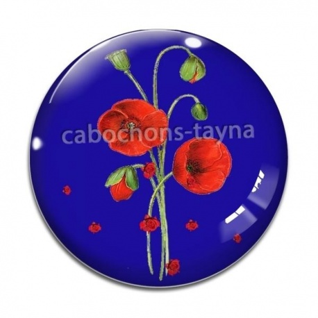 Cabochon Verre - coquelicot