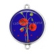 Connecteur Cabochon Argent - coquelicot