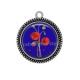 Pendentif Cabochon Argent - coquelicot