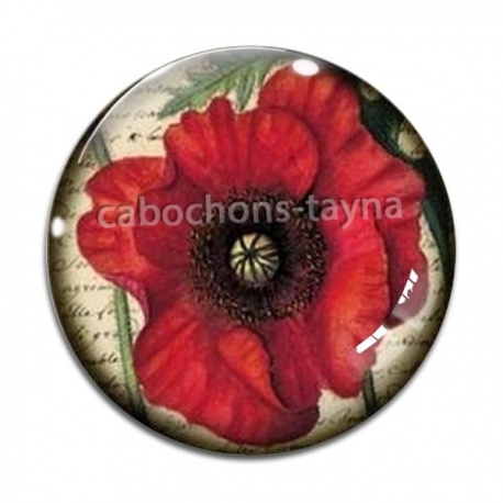 Cabochon Verre - coquelicot