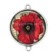 Connecteur Cabochon Argent - coquelicot