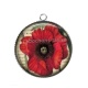Pendentif Cabochon Argent - coquelicot