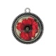 Pendentif Cabochon Argent - coquelicot