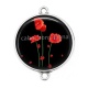 Connecteur Cabochon Argent - coquelicot