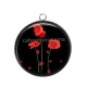 Pendentif Cabochon Argent - coquelicot