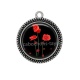 Pendentif Cabochon Argent - coquelicot