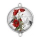 Connecteur Cabochon Argent - coquelicot