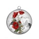 Pendentif Cabochon Argent - coquelicot