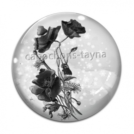 Cabochon Verre - coquelicot