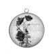 Pendentif Cabochon Argent - coquelicot
