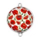 Connecteur Cabochon Argent - coquelicot
