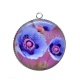Pendentif Cabochon Argent - coquelicot