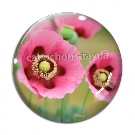 Cabochon Verre - coquelicot