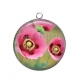 Pendentif Cabochon Argent - coquelicot