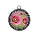 Pendentif Cabochon Argent - coquelicot