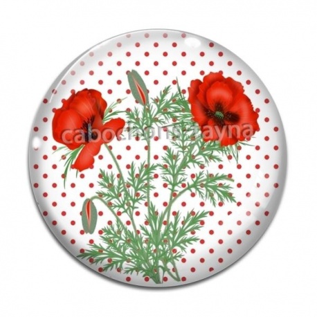 Cabochon Verre - coquelicot