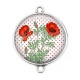 Connecteur Cabochon Argent - coquelicot