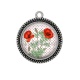 Pendentif Cabochon Argent - coquelicot