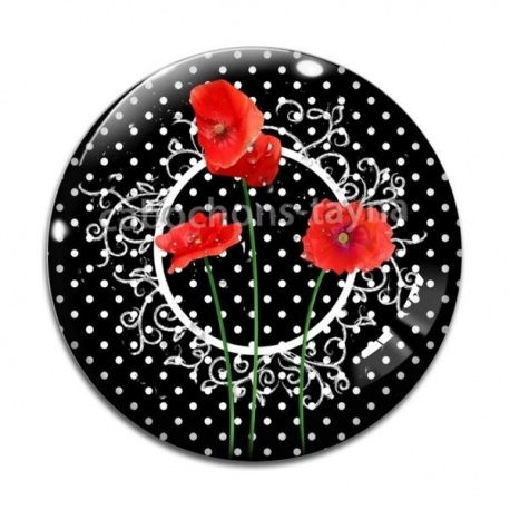 Cabochon Verre - coquelicot