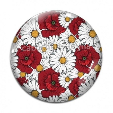 Cabochon Verre - coquelicot
