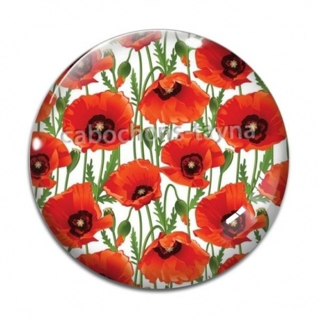 Cabochon Verre - coquelicot