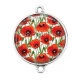 Connecteur Cabochon Argent - coquelicot