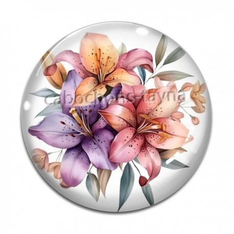 Cabochon Verre - fleur exotique