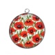 Pendentif Cabochon Argent - coquelicot
