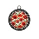 Pendentif Cabochon Argent - coquelicot