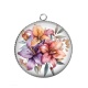 Pendentif Cabochon Argent - fleur exotique
