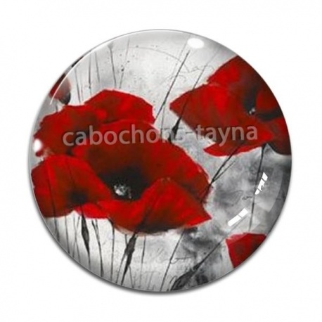 Cabochon Verre - coquelicot
