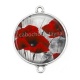 Connecteur Cabochon Argent - coquelicot