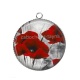 Pendentif Cabochon Argent - coquelicot