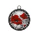 Pendentif Cabochon Argent - coquelicot