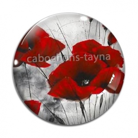 Cabochon Verre - coquelicot