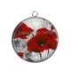 Pendentif Cabochon Argent - coquelicot