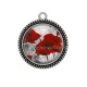 Pendentif Cabochon Argent - coquelicot