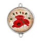 Connecteur Cabochon Argent - coquelicot