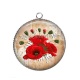 Pendentif Cabochon Argent - coquelicot