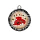 Pendentif Cabochon Argent - coquelicot