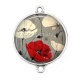 Connecteur Cabochon Argent - coquelicot