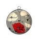 Pendentif Cabochon Argent - coquelicot